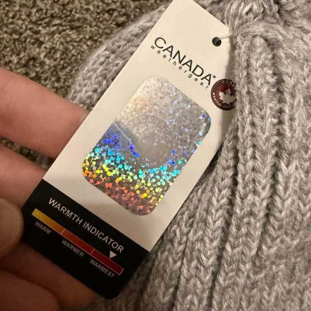 Canada Weather Gear Gray Ribbed Beanie Thermal Plush Lined Winter Hat NWT